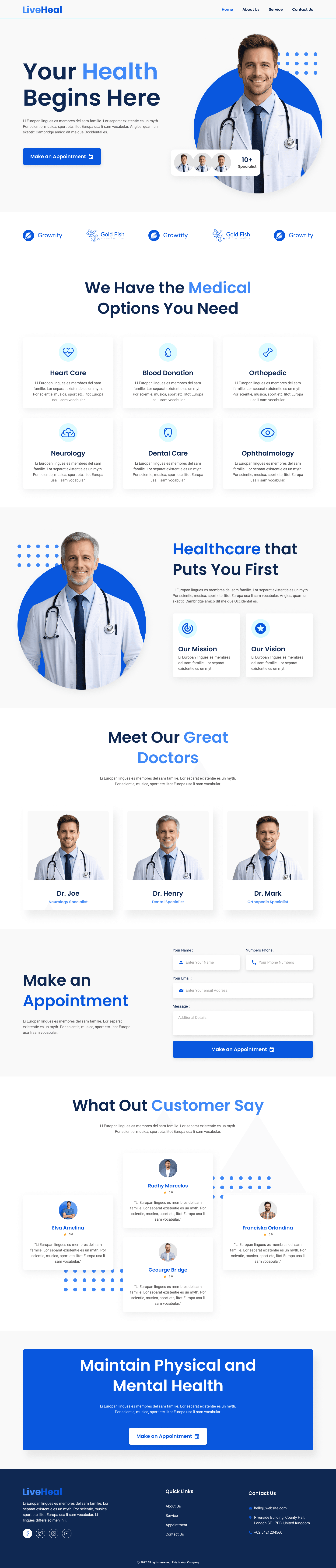 LiveHeal - Medical Landing Page